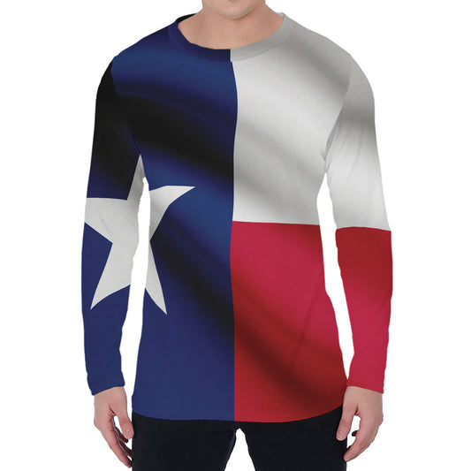 Flag Of Texas Print Men's Long Sleeve T-Shirt