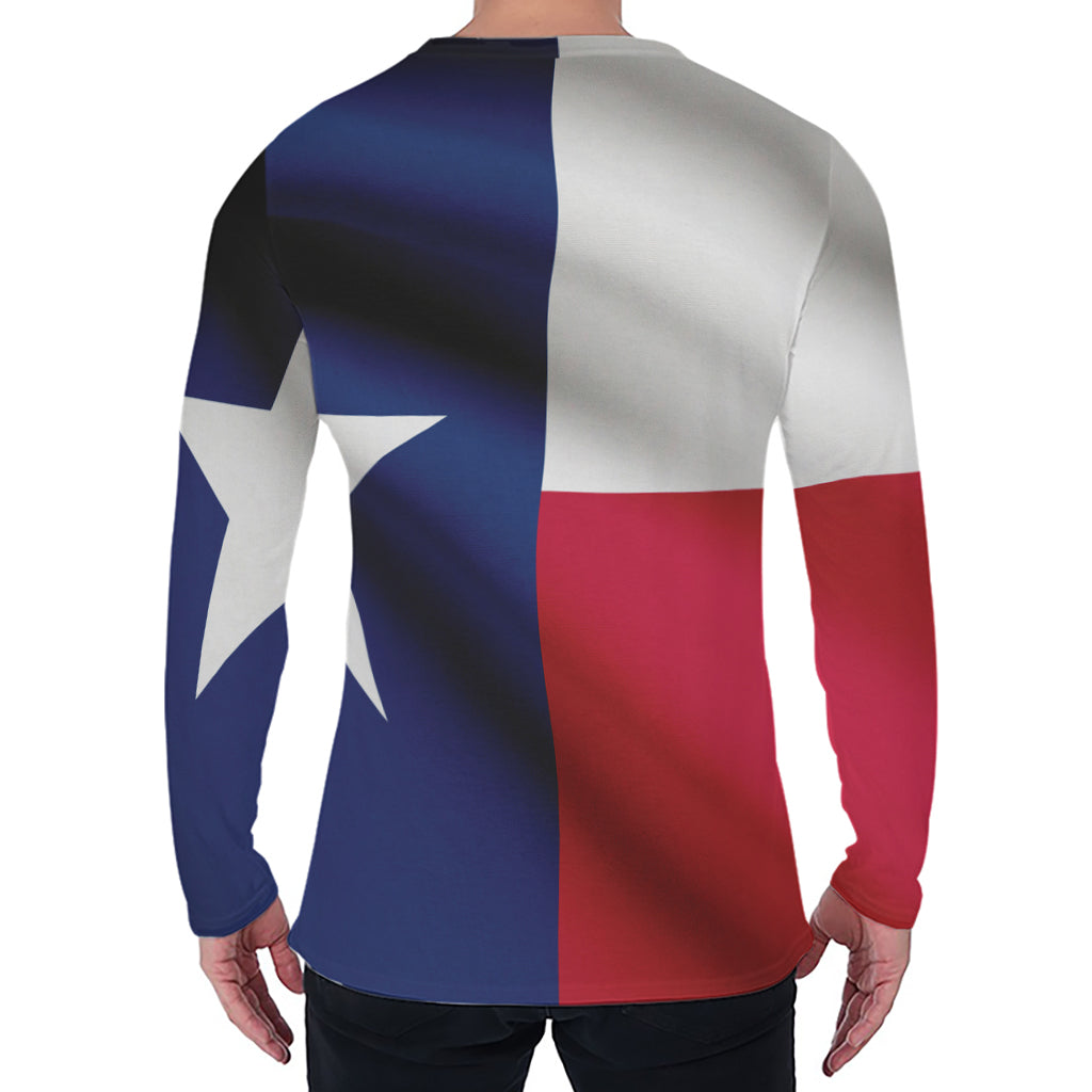 Flag Of Texas Print Men's Long Sleeve T-Shirt