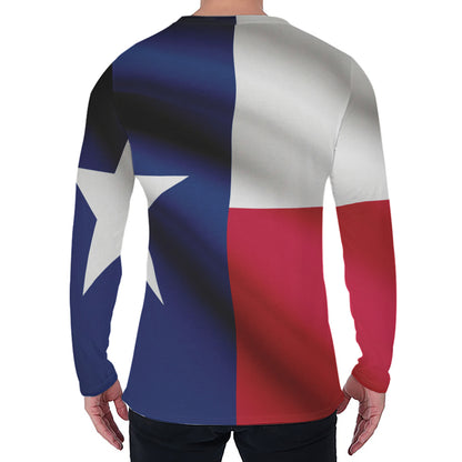 Flag Of Texas Print Men's Long Sleeve T-Shirt