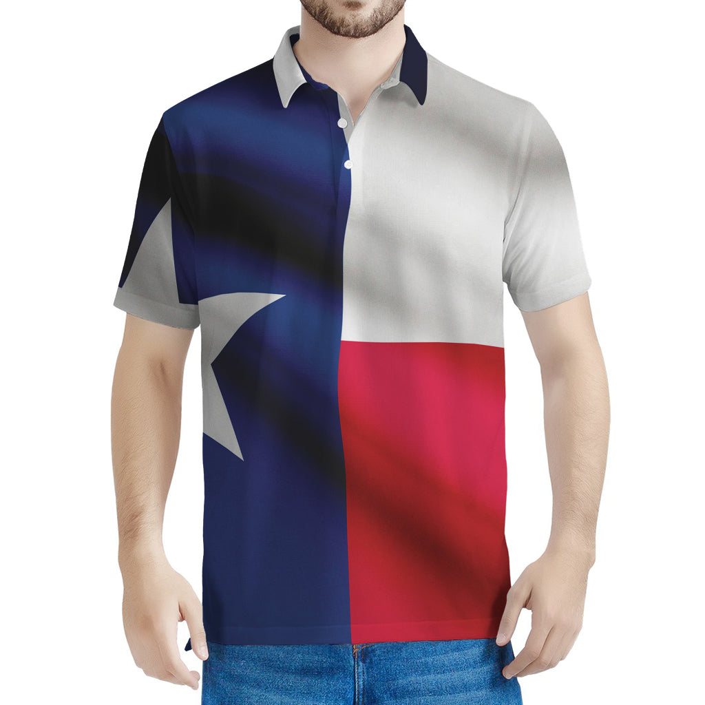 Flag Of Texas Print Men's Polo Shirt