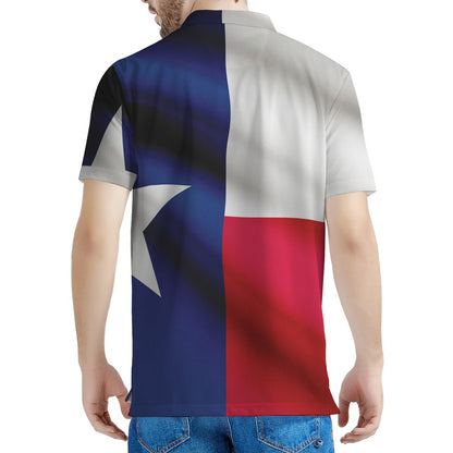 Flag Of Texas Print Men's Polo Shirt
