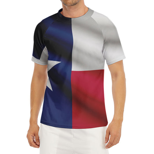 Flag Of Texas Print Men's Short Sleeve Rash Guard