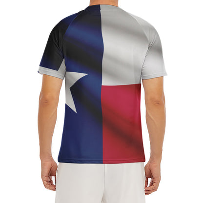 Flag Of Texas Print Men's Short Sleeve Rash Guard