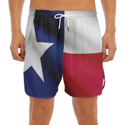 Flag Of Texas Print Men's Split Running Shorts