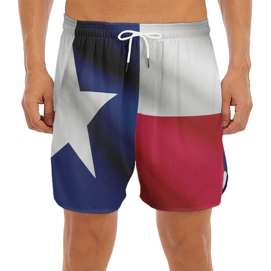 Flag Of Texas Print Men's Split Running Shorts