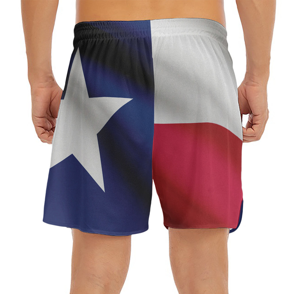 Flag Of Texas Print Men's Split Running Shorts