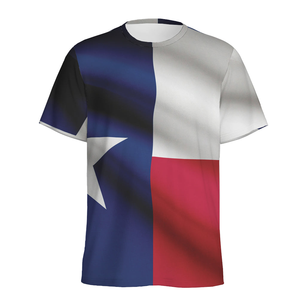 Flag Of Texas Print Men's Sports T-Shirt