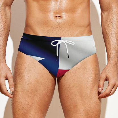 Flag Of Texas Print Men's Swim Briefs