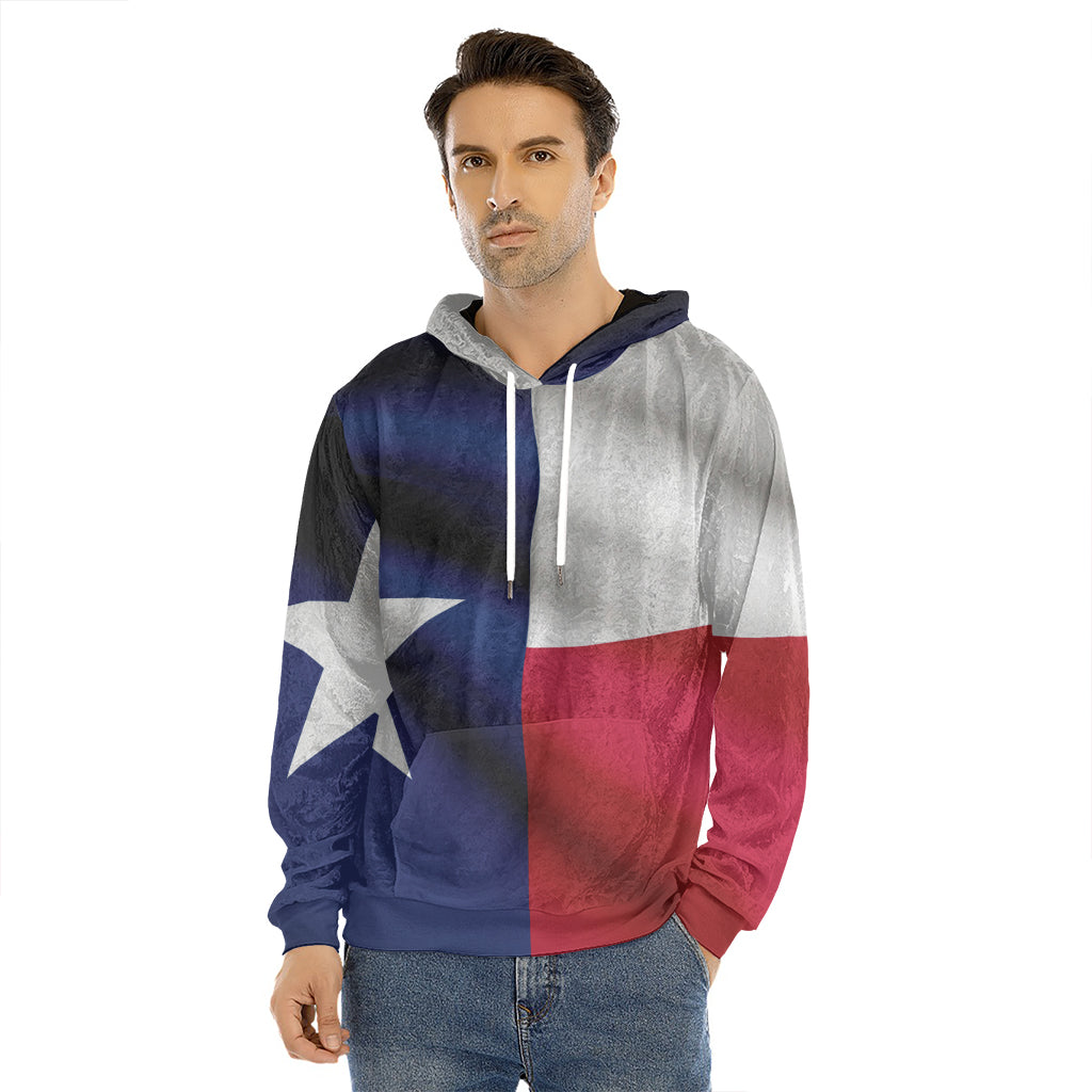 Flag Of Texas Print Men's Velvet Pullover Hoodie