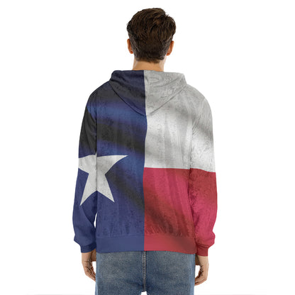 Flag Of Texas Print Men's Velvet Pullover Hoodie