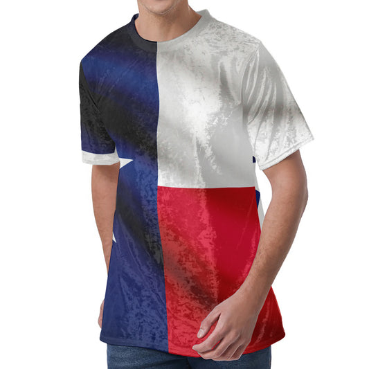 Flag Of Texas Print Men's Velvet T-Shirt