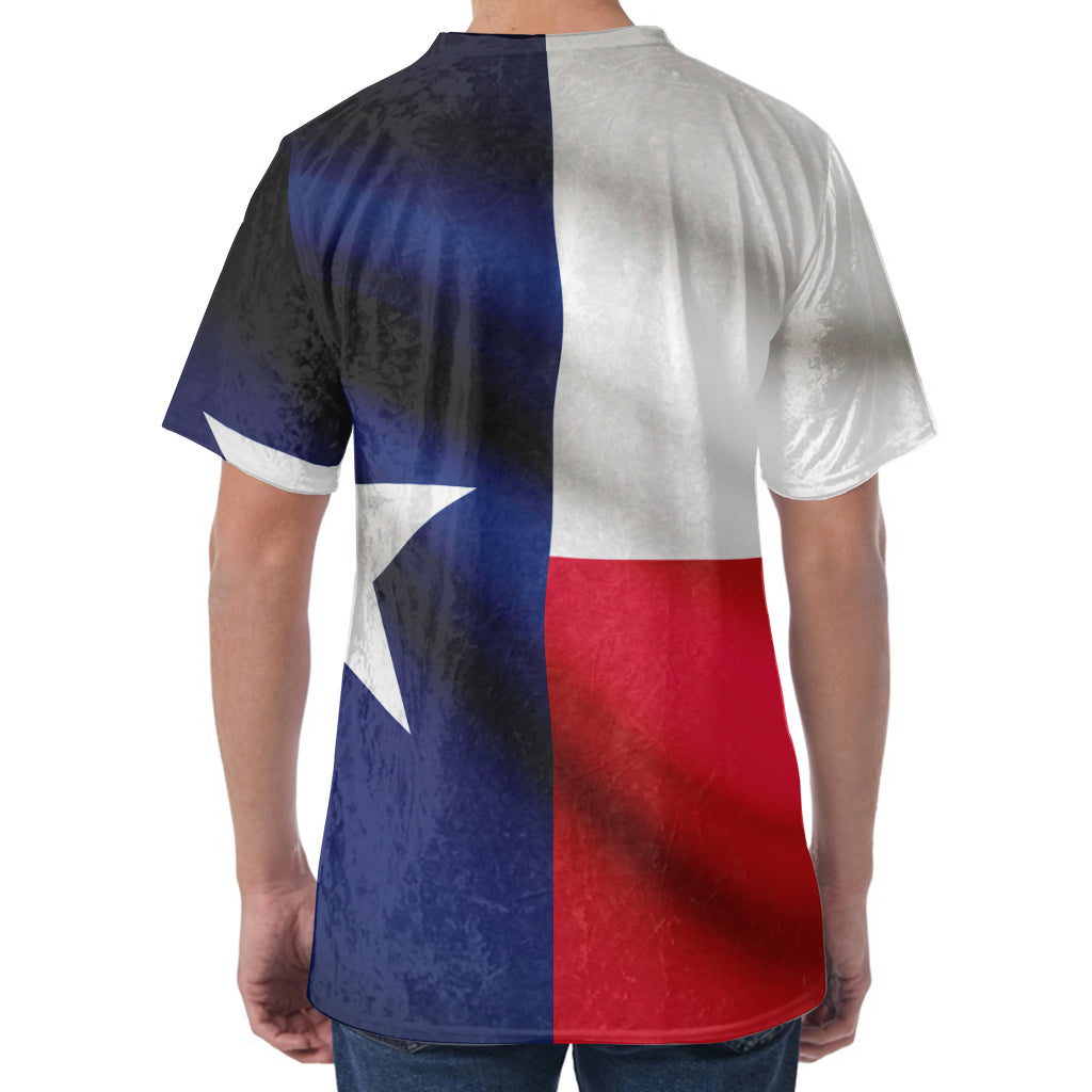 Flag Of Texas Print Men's Velvet T-Shirt