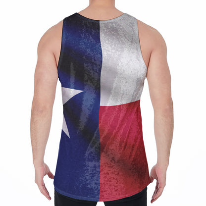 Flag Of Texas Print Men's Velvet Tank Top