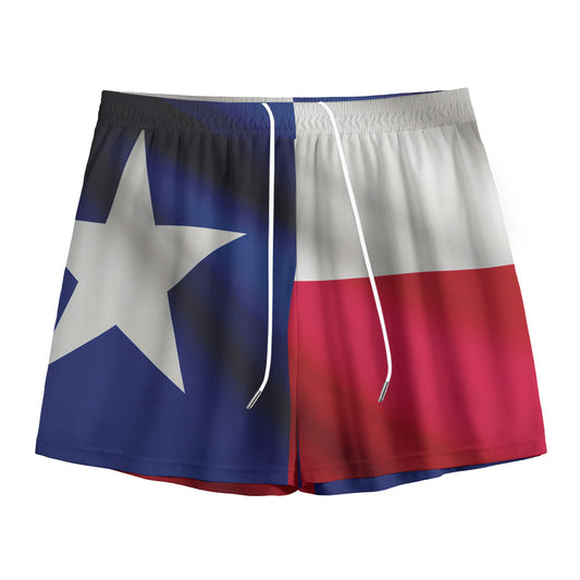 Flag Of Texas Print Mesh Shorts