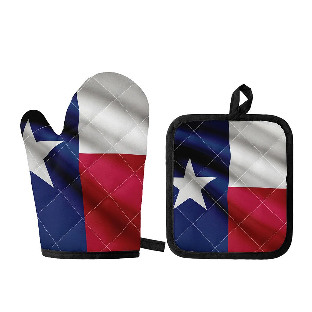 Flag Of Texas Print Oven Mitt And Pot Holder Set