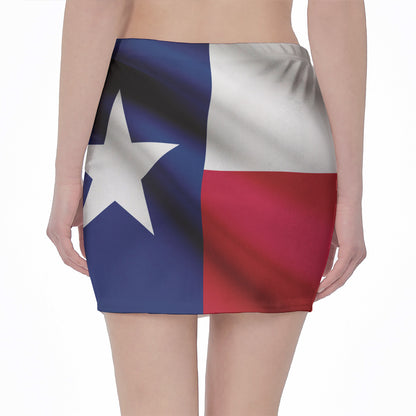 Flag Of Texas Print Pencil Mini Skirt