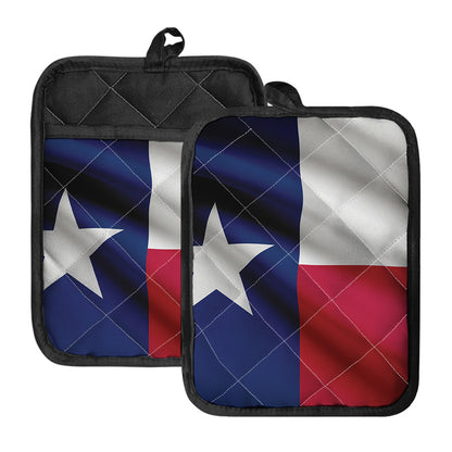 Flag Of Texas Print Pot Holders With Pocket