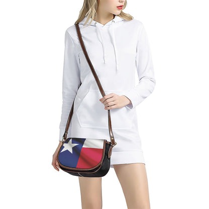 Flag Of Texas Print Saddle Bag