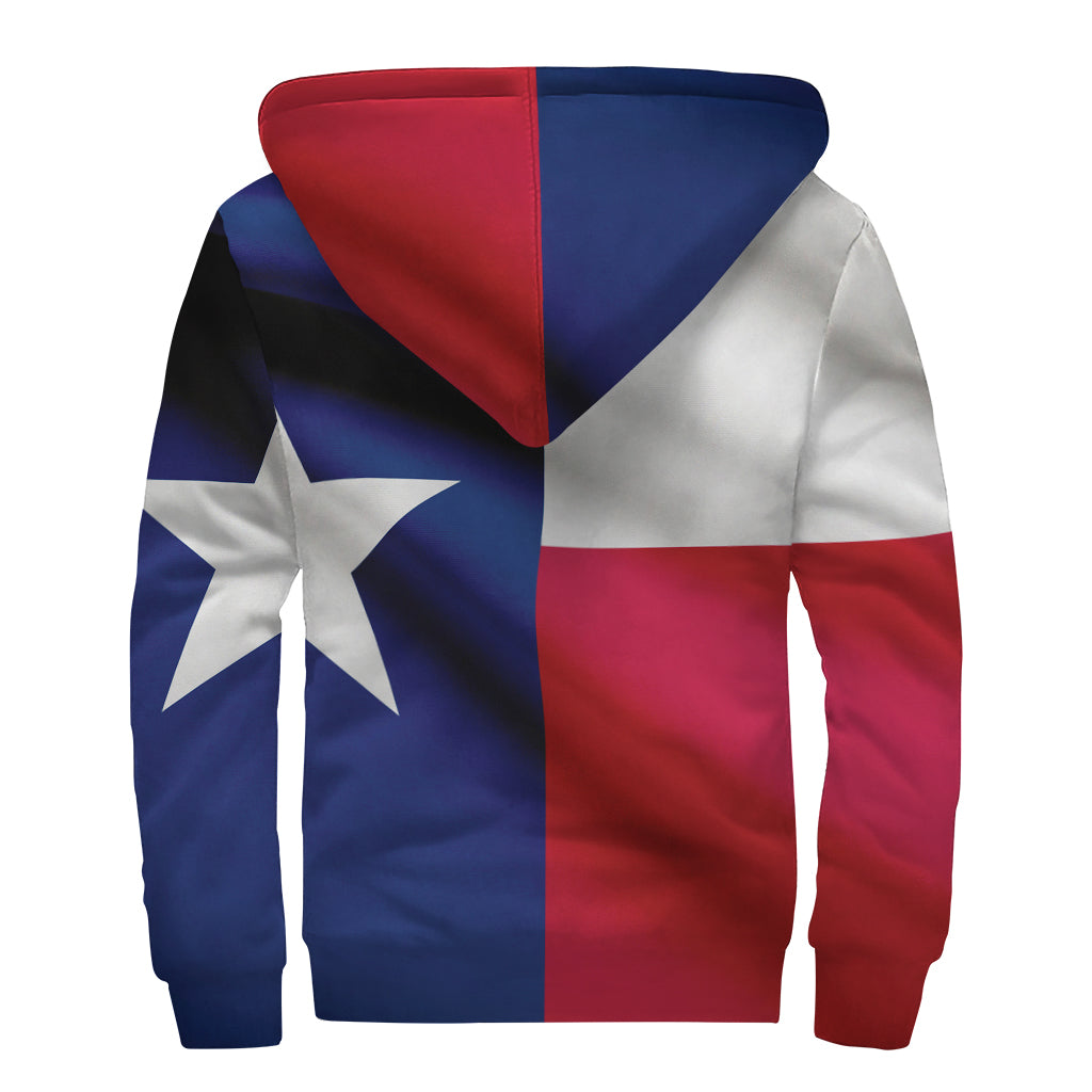 Flag Of Texas Print Sherpa Lined Zip Up Hoodie