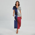 Flag Of Texas Print Short Sleeve Maxi Dress