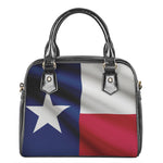 Flag Of Texas Print Shoulder Handbag
