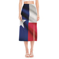 Flag Of Texas Print Side Slit Midi Skirt