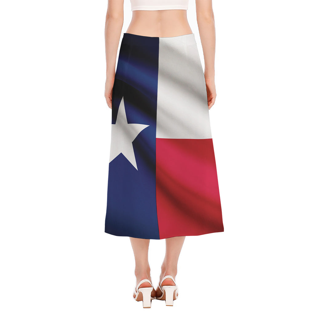 Flag Of Texas Print Side Slit Midi Skirt