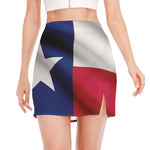 Flag Of Texas Print Side Slit Mini Skirt