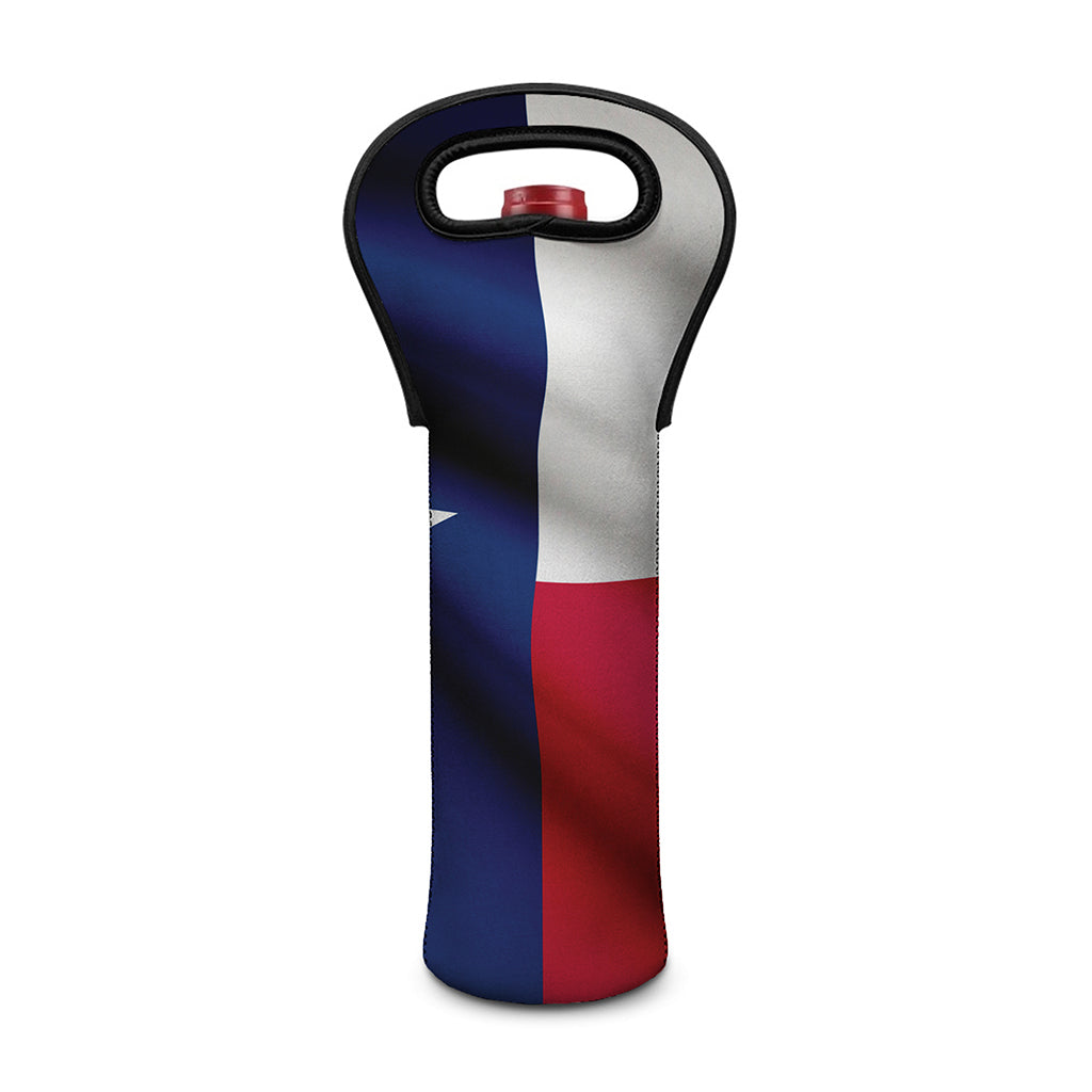 Flag Of Texas Print Single Neoprene Wine Tote