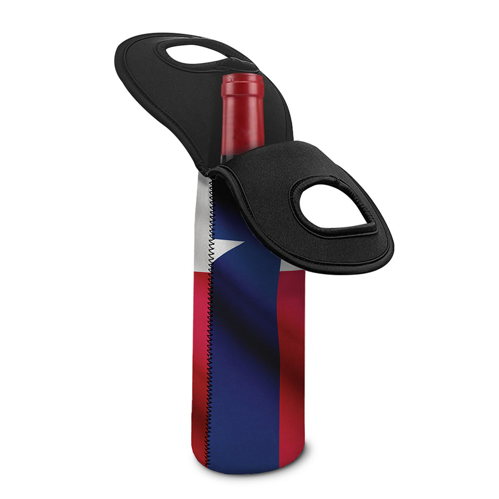 Flag Of Texas Print Single Neoprene Wine Tote