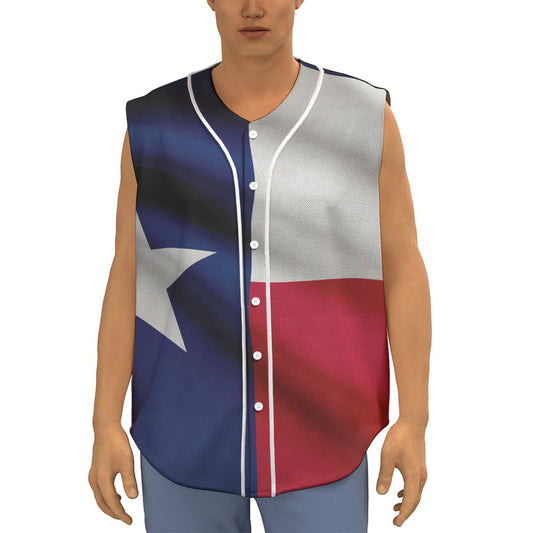 Flag Of Texas Print Sleeveless Baseball Jersey