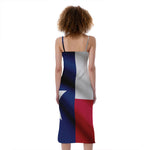 Flag Of Texas Print Slim Fit Midi Cami Dress