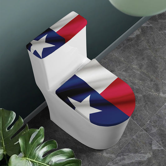 Flag Of Texas Print Toilet Lid And Tank Cover Set