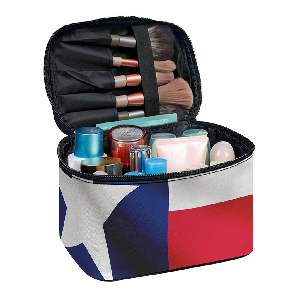 Flag Of Texas Print Travel Makeup Bag