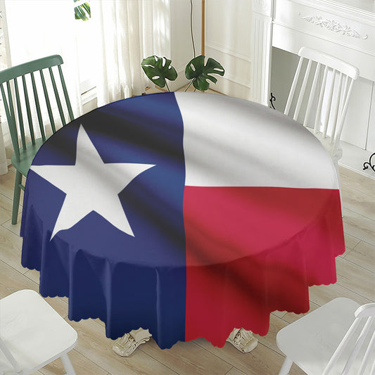Flag Of Texas Print Waterproof Round Tablecloth
