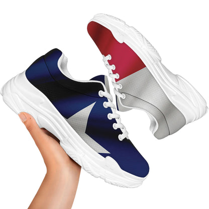 Flag Of Texas Print White Chunky Shoes