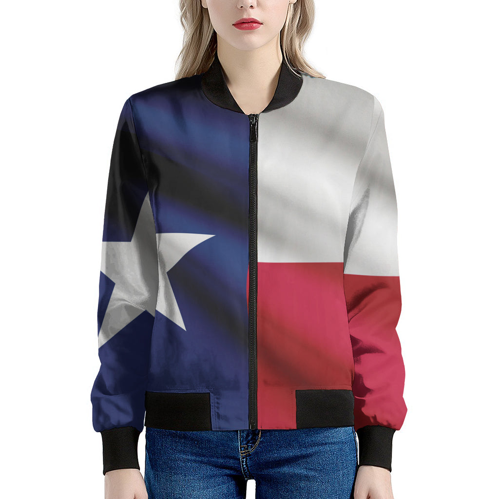 Flag Of Texas Print Women's Bomber Jacket