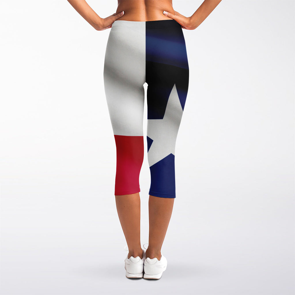 Flag Of Texas Print Women's Capri Leggings