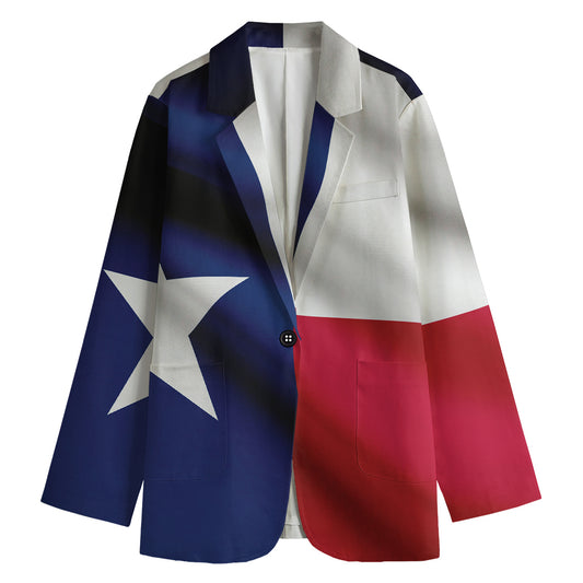 Flag Of Texas Print Women's Cotton Blazer