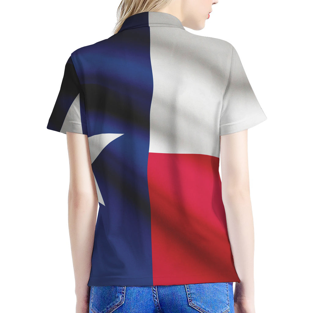 Flag Of Texas Print Women's Polo Shirt