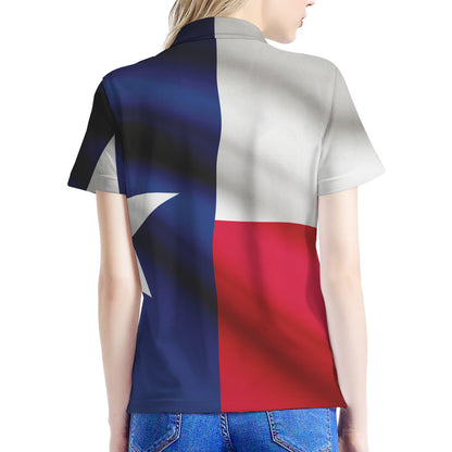 Flag Of Texas Print Women's Polo Shirt