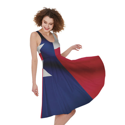 Flag Of Texas Print Women's Sleeveless Dress