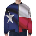 Flag Of Texas Print Zip Sleeve Bomber Jacket