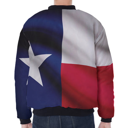 Flag Of Texas Print Zip Sleeve Bomber Jacket