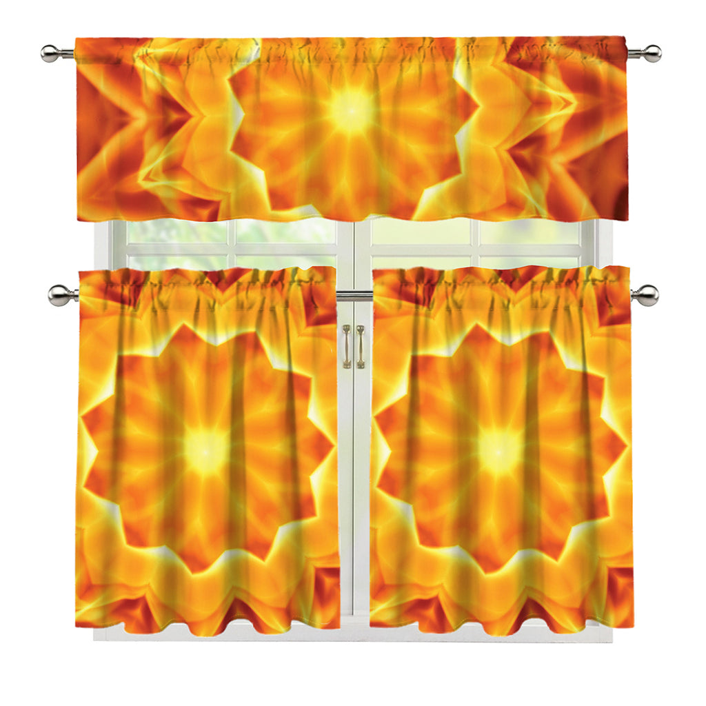 Flame Kaleidoscope Print 3 Piece Kitchen Curtains