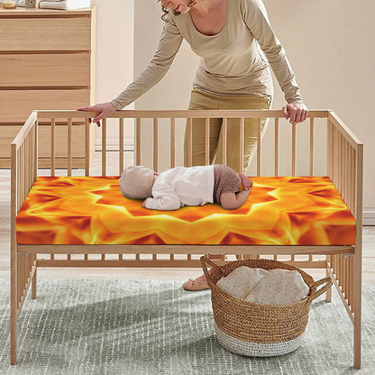 Flame Kaleidoscope Print Baby Crib Sheet