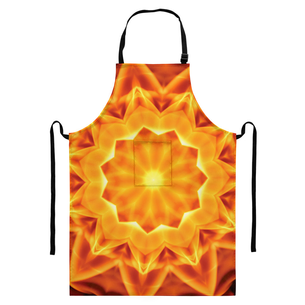 Flame Kaleidoscope Print Bib Apron With Pocket