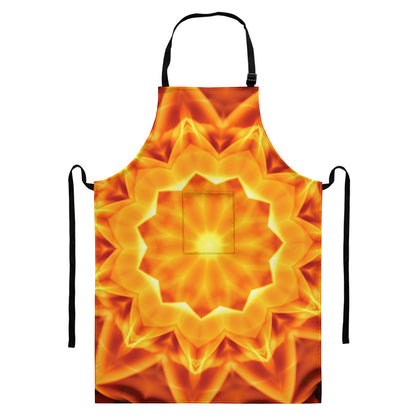 Flame Kaleidoscope Print Bib Apron With Pocket