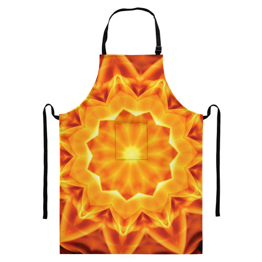 Flame Kaleidoscope Print Bib Apron With Pocket