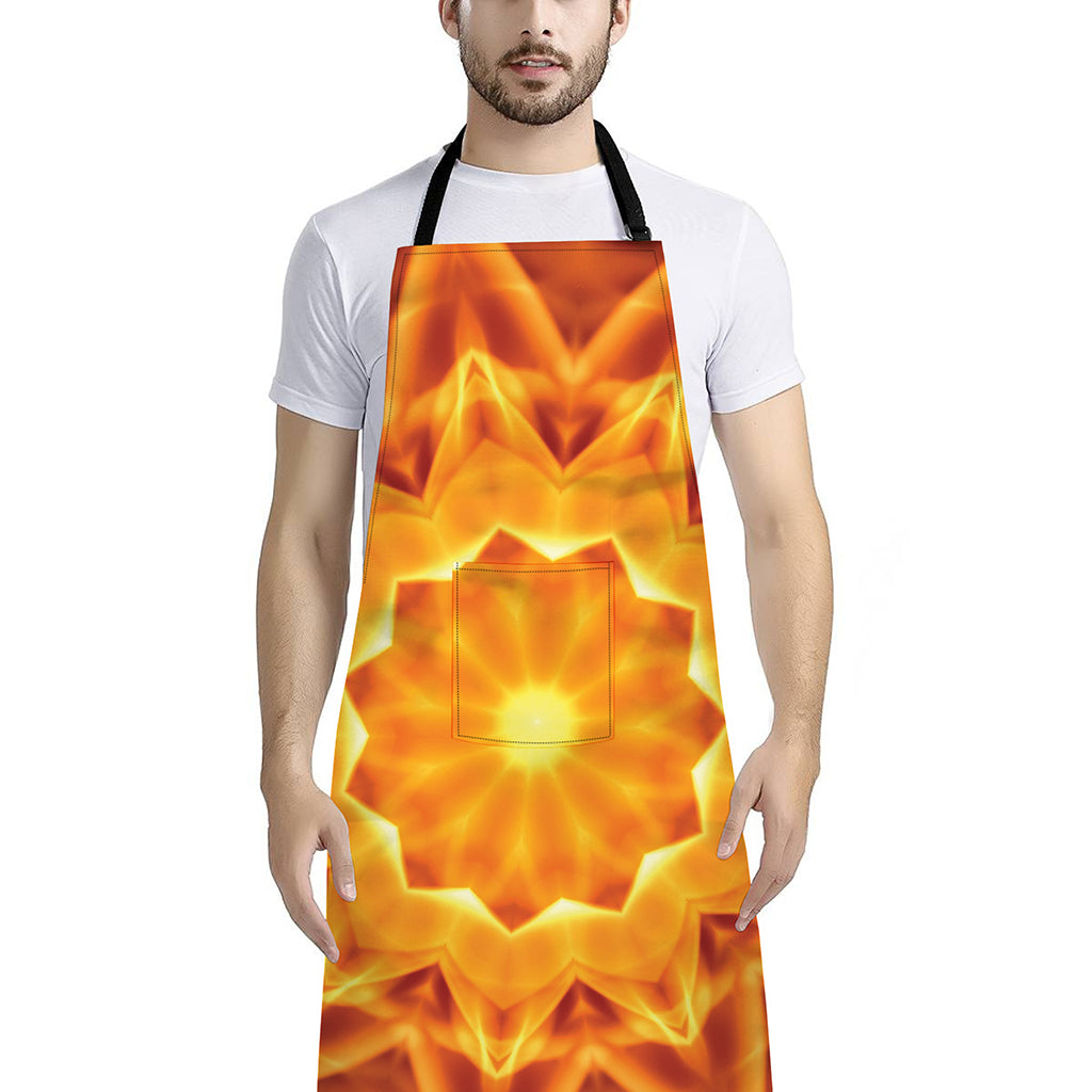 Flame Kaleidoscope Print Bib Apron With Pocket